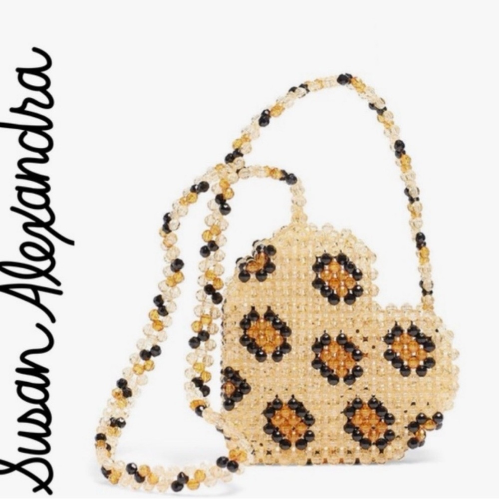 Susan Alexandra Beaded Heart Mini Bag - Gold and Black